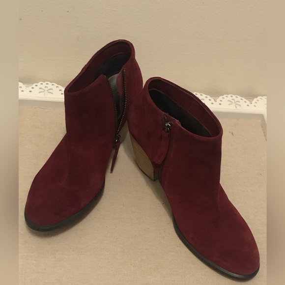 Ecco Burgundy Water Repellent Suede Ankle Boots.Danish Design Woman 41/10-10.5 - Picture 5 of 15